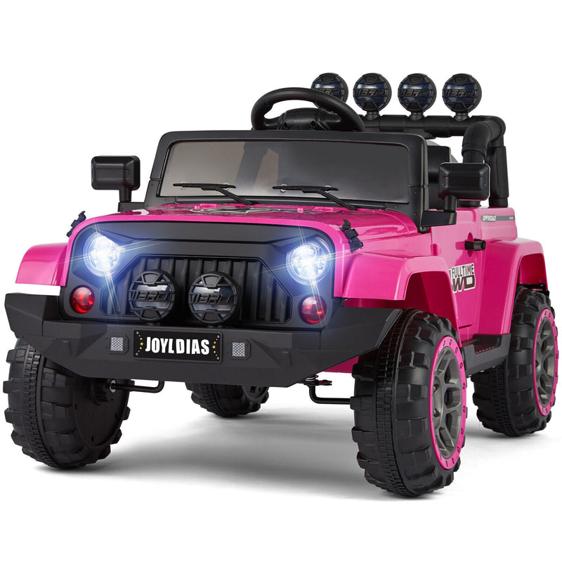 Bluetooth Remote Control Pink Jeep Ride On Car for Kids with USB and 12V Battery