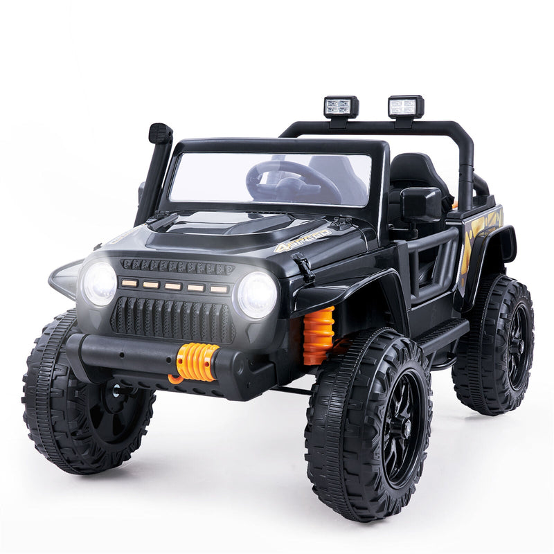 KLOKICK Parent-child Car Ride-on Truck with Remote Control, LED Lights, and MP3 Player in Black and Red