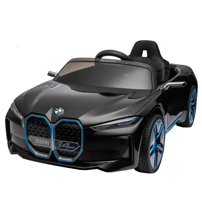 BMW I4 Licensed 12V Kids Ride On Car with Parental Remote Control, USB, MP3, and Bluetooth - Black