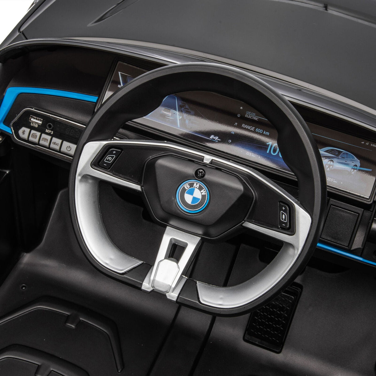 BMW I4 Licensed 12V Kids Ride On Car with Parental Remote Control, USB, MP3, and Bluetooth - Black