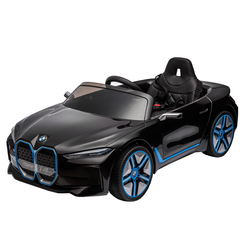 BMW I4 Licensed 12V Kids Ride On Car with Parental Remote Control, USB, MP3, and Bluetooth - Black