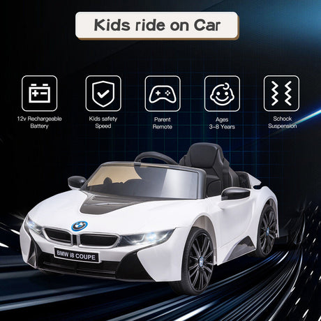 BMW I8 Coupe 12V Electric Ride-On Car for Kids with Remote Control, MP3 Player, and LED Lights