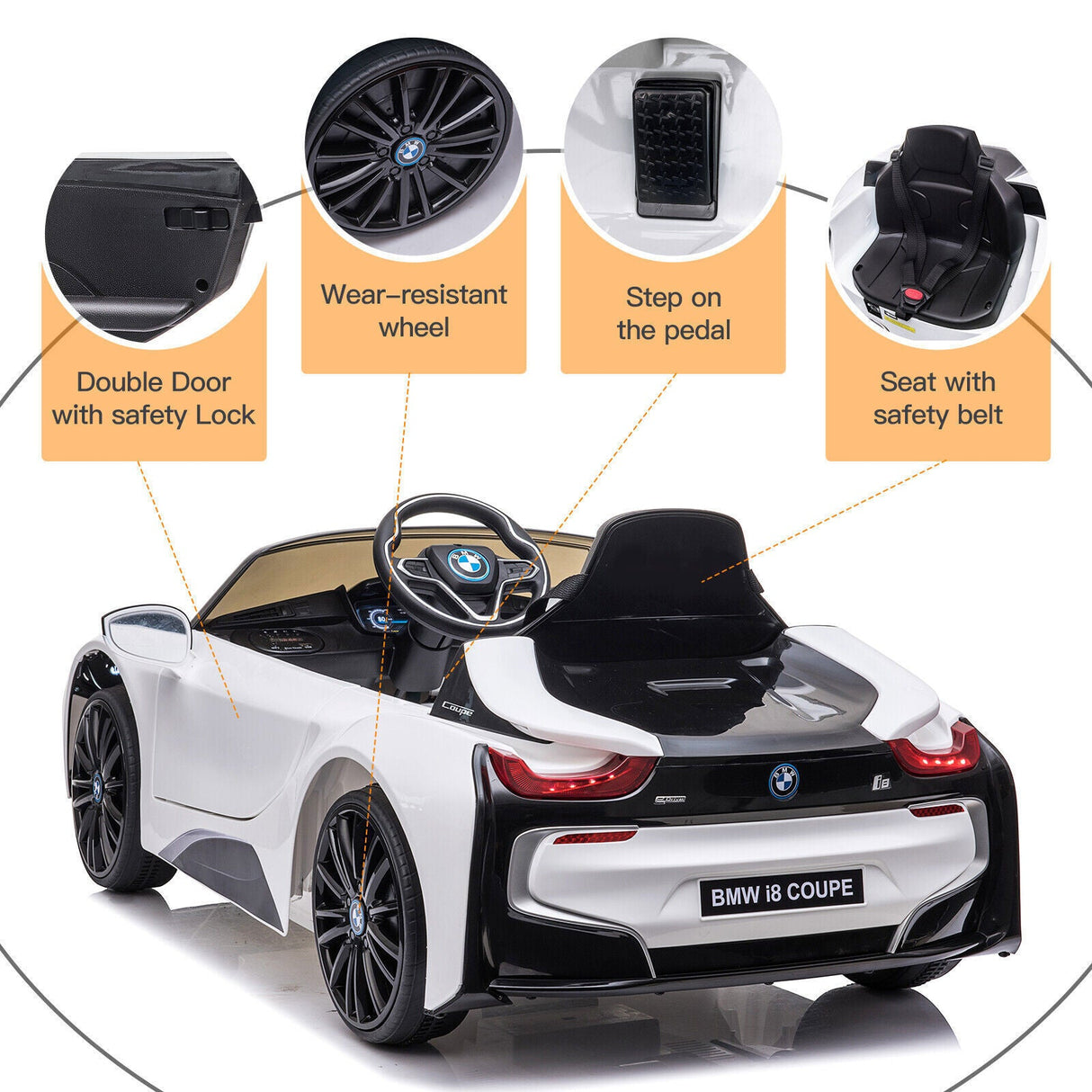 BMW I8 Electric Ride-On Car for Kids with 2.4G Remote Control and MP3 Player