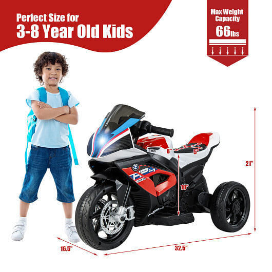 BMW Kids Motorcycle Ride-On Toy for Ages 3-8 - Red