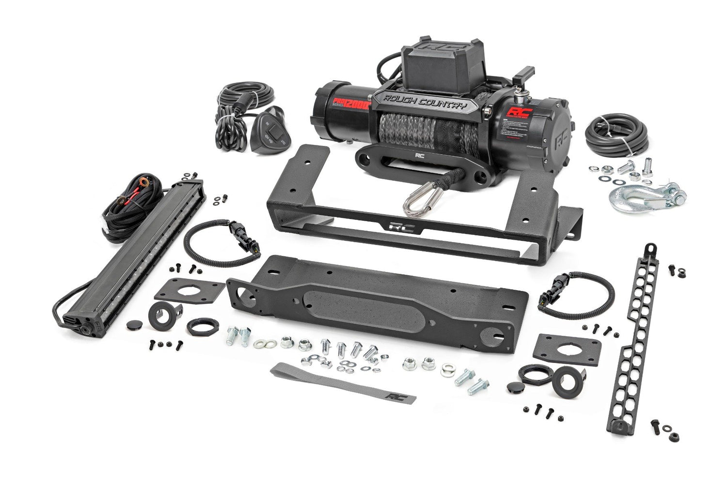 High Winch Mount | All Models | 12000S | 20 Inch Black Single Row LED | Ford Bronco (21-24)