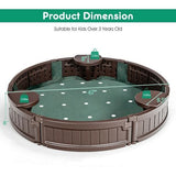 Brown Corner Seat Sandbox with Convenient Built-in Cover