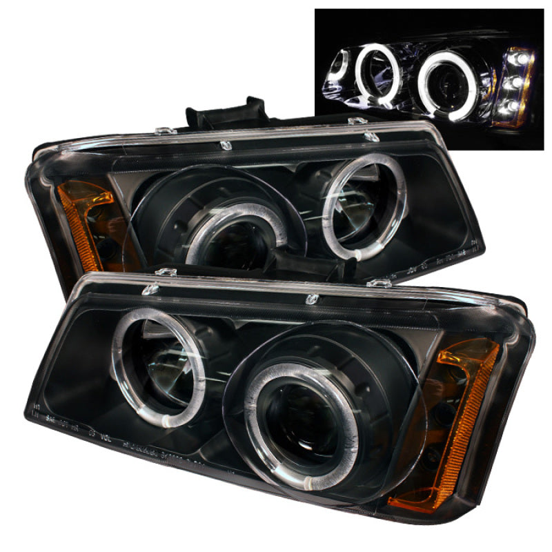 Spyder Chevy Silverado 1500 03-06 Projector LED Halo LED Amber Reflector Blk PRO-YD-CS03-AM-BK
