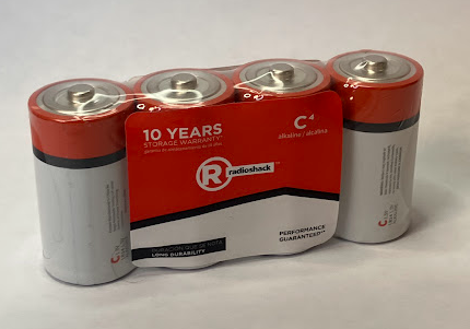 RadioShack C Alkaline Batteries 4-Pack - 10 Year Storage TekShack