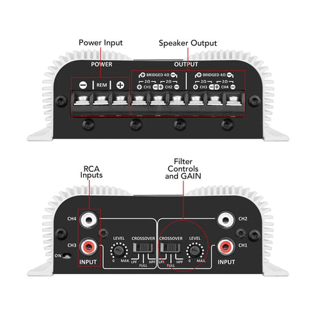 Taramps HD 2000 1 OHM + TS 400x4 2 OHM Car Audio Amplifier COMBO Taramps USA