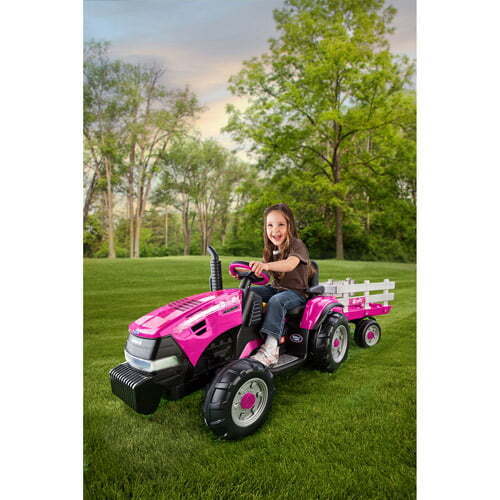 Case IH Magnum Tractor with Trailer 12V Powered Ride-On - Pink by Peg Perego