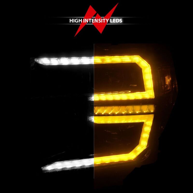 Phare de projecteur à LED Anzo 19-21 GMC Sierra 1500 avec commutateur arrière + séquentiel - Noir