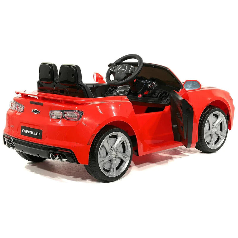 Chevrolet Camaro SS 12V Ride-On Car for Girls with Rubber Tires, Doors, and 3 Speeds - Red