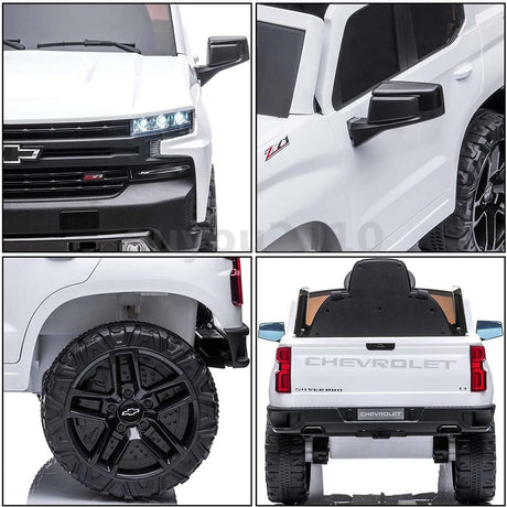 Chevrolet Silverado 12V Kids Ride-On Car with Music, LED Lights, and Remote Control