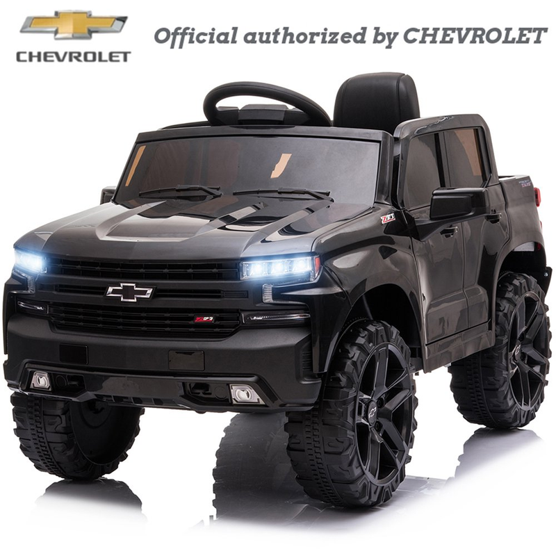 Chevrolet Silverado 12V Kids Ride-On Truck with Remote Control - Black