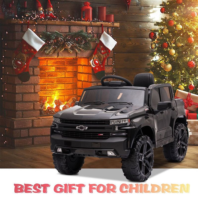 Chevrolet Silverado 12V Kids Ride-On Truck with Remote Control - Black