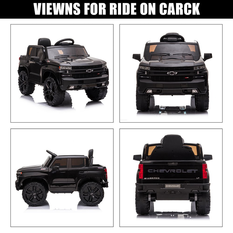 Chevrolet Silverado 12V Kids Ride-On Truck with Remote Control - Black