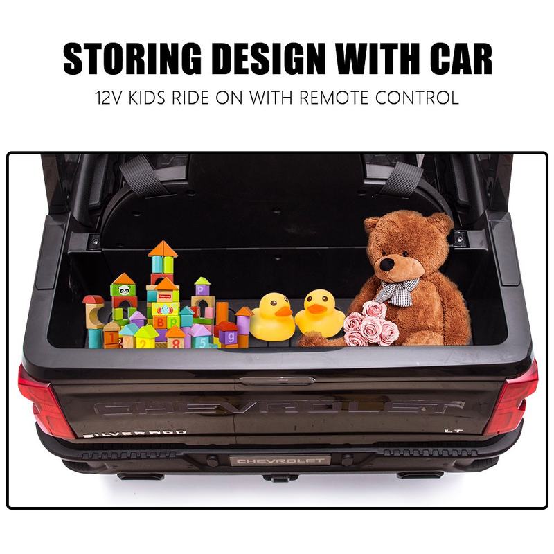 Chevrolet Silverado 12V Kids Ride-On Truck with Remote Control - Black