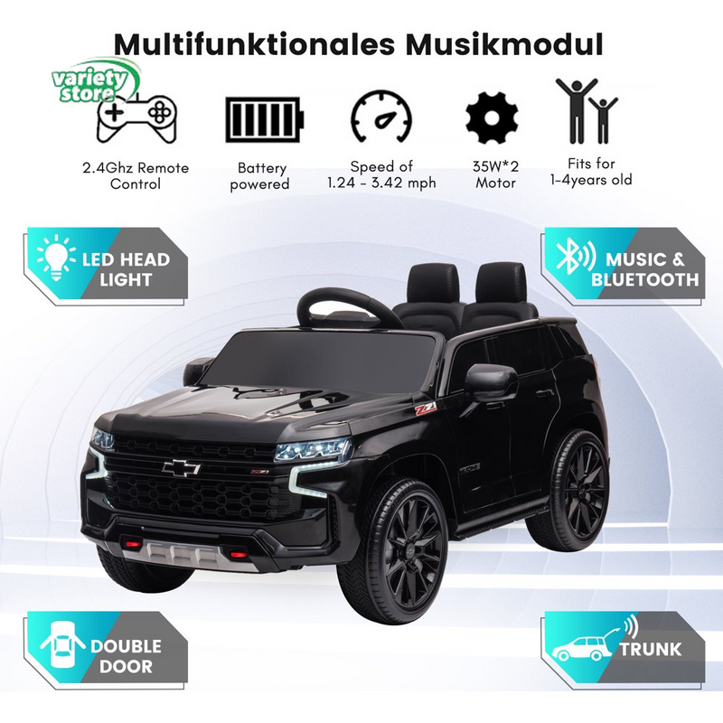 Chevrolet Tahoe 12V Ride on Car for Kids with Remote Control - 4-in-1 Versatile Toy
