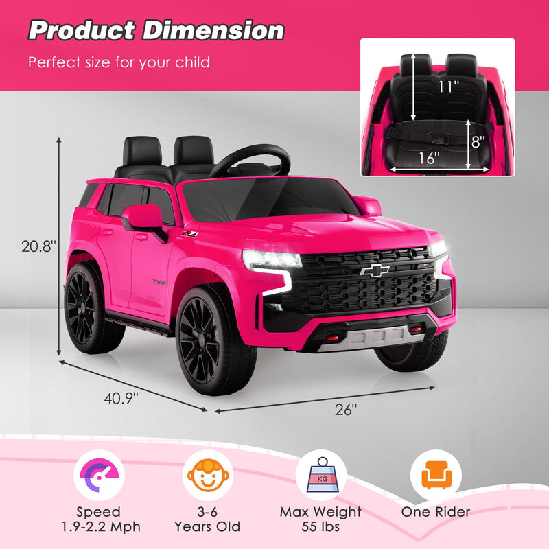 Chevrolet Tahoe Electric Ride-On SUV for Kids with Remote Control, Music, and Lights - 12V