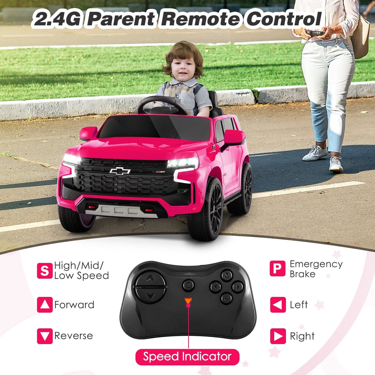Chevrolet Tahoe Electric Ride-On Truck for Kids with Remote Control, Lights, and Music - 12V