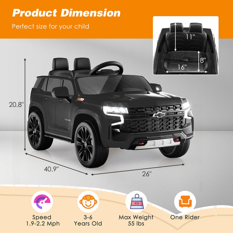 Chevrolet Tahoe Electric Ride-On Truck for Kids with Remote Control, Music, and Lights - 12V SUV Toy