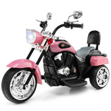 Chic Pink 3-Wheel Chopper Motorcycle for Kids with Headlight