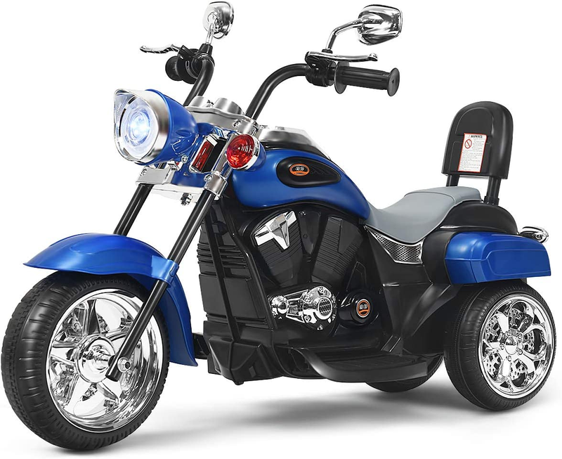 Chopper Style 3-Wheel Electric Motorcycle for Kids - Powered by 6V Battery