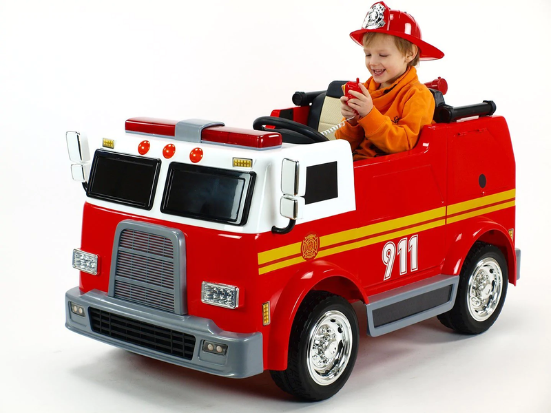 Fire Truck Ride On Toy 2 Seater Red W/Fire Hose Function PA System