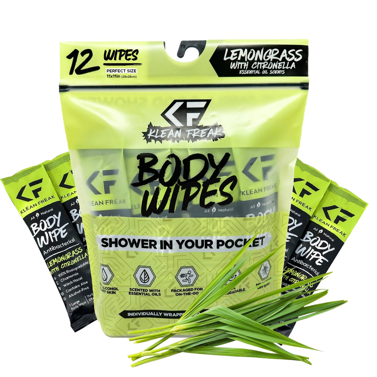 Klean Freak Body Wipes Scented Lemongrass with Citronella