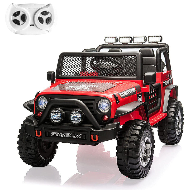CLARFEY 12V Battery Powered RC Off-Road Jeep for Kids with LED Lights