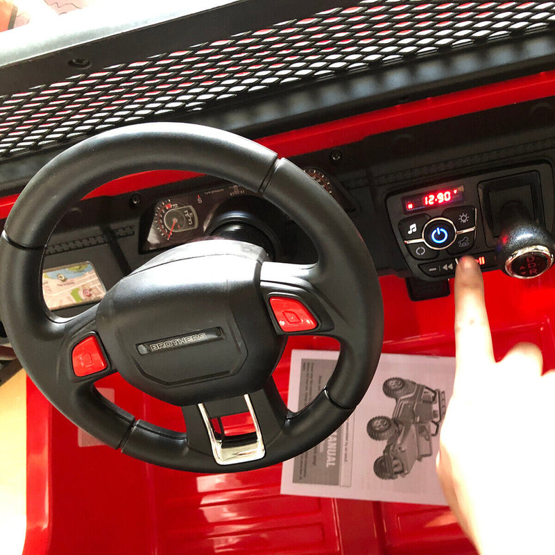 CLARFEY 12V Battery Powered RC Off-Road Jeep for Kids with LED Lights