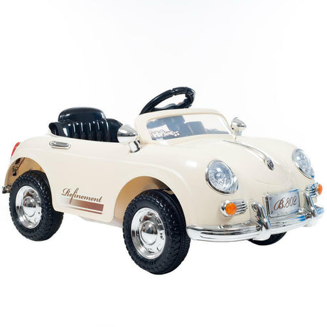 Classic Beige Remote Control Ride On Sports Car for Kids by Lil Rider