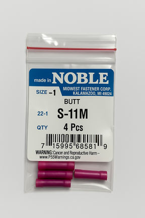 NOBLE TERMINAL BUTT SPLICE – UNINSULATED 8GA (5-PACK) #910 Midwest Fastener/Noble