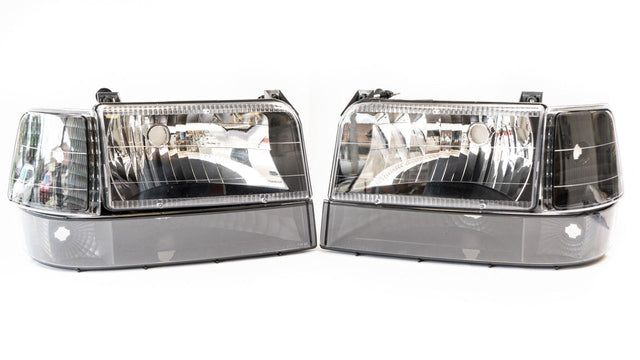 Complete Performance Six Piece Clear Black Headlight Kit - 1992-1997 Ford F-Series & Bronco Complete Performance