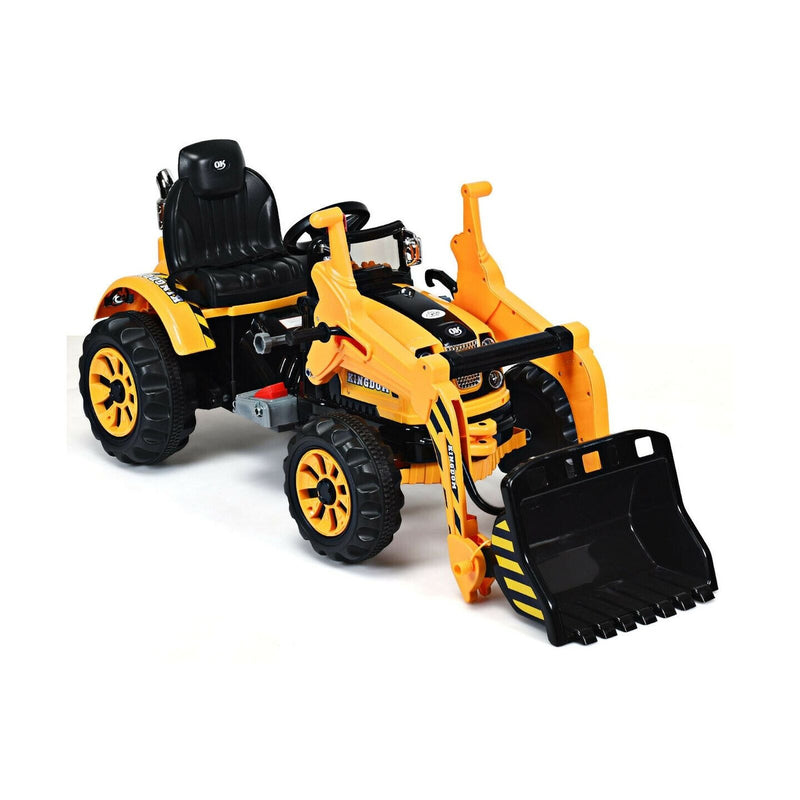 Costway 12V Battery Powered Kids Excavator Truck with Front Loader for Fun Outdoor Play