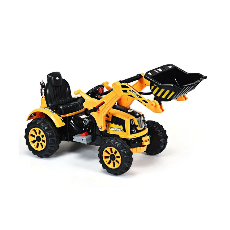 Costway 12V Battery Powered Kids Excavator Truck with Front Loader for Fun Outdoor Play