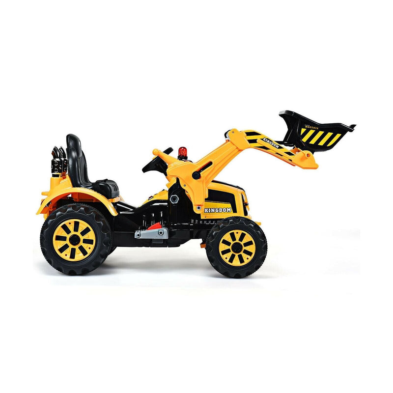 Costway 12V Battery Powered Kids Excavator Truck with Front Loader for Fun Outdoor Play