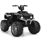 Costway 12V Kids ATV Quad Ride On Car with LED Light & Music - Black