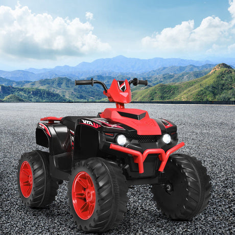 Costway 12V Kids ATV Quad Ride On Car with LED Light & Music in Red