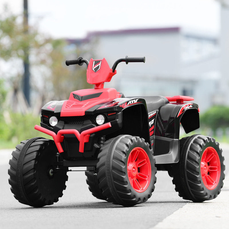 Costway 12V Kids ATV Quad Ride On Car with LED Light & Music in Red