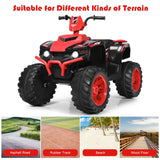 Costway 12V Kids ATV Quad Ride On Car with LED Light & Music in Red