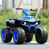 Costway 12V Kids ATV Quad Ride On Car with LED Light & Music - Navy