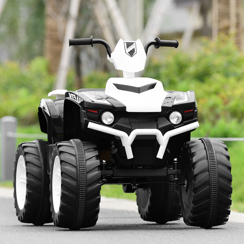 Costway 12V Kids ATV Quad Ride On Car with LED Light & Music - White