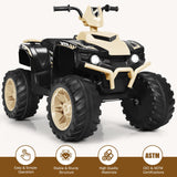 Costway 12V Kids ATV Quad Ride On Car with LED Light & Music - Yellow