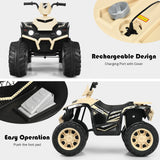 Costway 12V Kids ATV Quad Ride On Car with LED Light & Music - Yellow