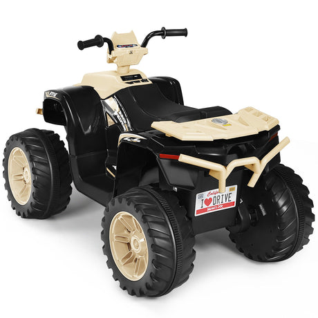 Costway 12V Kids ATV Quad Ride On Car with LED Light & Music - Yellow