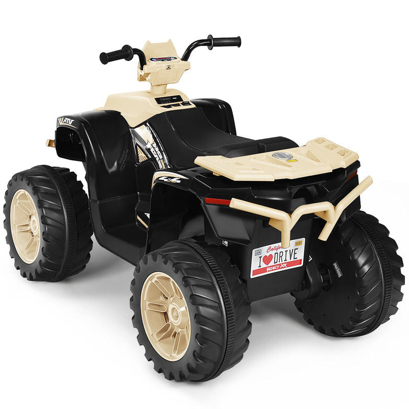 Costway 12V Kids ATV Quad Ride On Car with LED Light & Music - Yellow