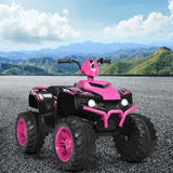 Costway 12V Kids Electric ATV Quad Ride On Car with LED Light and Music in Pink