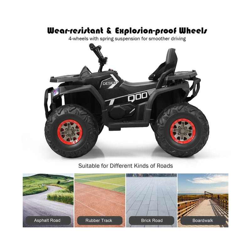 Costway 12V Kids Electric ATV Quad with MP3 Player and LED Lights - 2 Speed Ride On Car