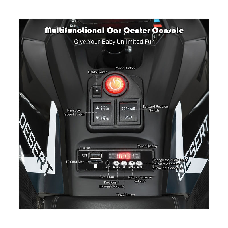 Costway 12V Kids Electric ATV Quad with MP3 Player and LED Lights - 2 Speed Ride On Car